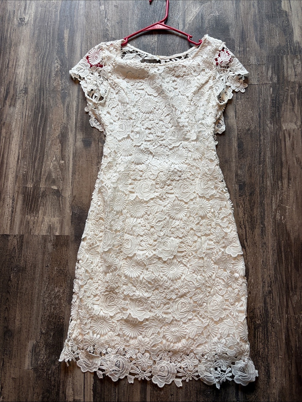 Lulu's Ivory Floral Lace Midi Dress